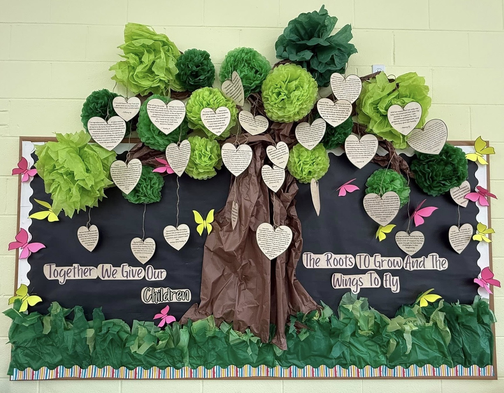 Tree with heart shaped leaves and notes