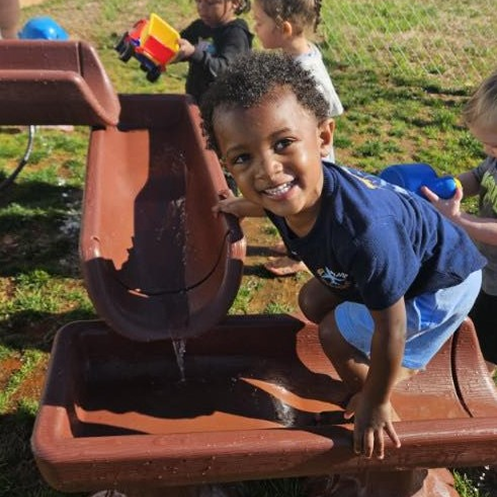 A kid playing in playground